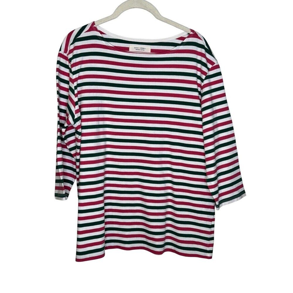 Seasalt Cornwall Shirt Womens Small Multicolor Stripe Sailor 3/4 Sleeve Top